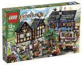 LEGO 10193 NOW VERY RARE RETIRED Castle Medieval Market Village 2 COMPLETE 2 STORIES BUILDINGS  8 MINIFIGURES:  PEASANTS BLACKSMITH  KNIGHTS, COWS HORSE & CART DUCK FROG  RAT WATER WHEEL HAMMER. NEW Factory Sealed, 1601 PIECES, RELEASED YEAR 2008