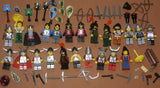 LEGO 10”X10”X9” RED FORT CASTLE INVASION, DETAILED CUSTOM KIT WITH BRIDGE, GARDENS & MOAT & 23 VERY RARE RETIRED MINIFIGURES FROM CASTLE KINGDOMS, DRAGON KNIGHTS, DARK FOREST, BLACK FALCONS ETC… (1013 PCS) KIT 25
