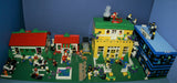 HUGE CUSTOM LEGO SET 32" x 12" x 15": THE ULTIMATE YEAR ROUND CHRISTMAS VILLAGE (2136 PCS) WITH 81 MINIFIGURES & 4 BUILDINGS, POLICE STATION, INDOOR POOL, OFFICES, WAREHOUSE, APTS, CARS, MOTOCYCLES, GARDENS, SANTAS & ACCESSORIES (KIT 27)