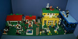 HUGE CUSTOM LEGO SET 32" x 12" x 15": THE ULTIMATE YEAR ROUND CHRISTMAS VILLAGE (2136 PCS) WITH 81 MINIFIGURES & 4 BUILDINGS, POLICE STATION, INDOOR POOL, OFFICES, WAREHOUSE, APTS, CARS, MOTOCYCLES, GARDENS, SANTAS & ACCESSORIES (KIT 27)
