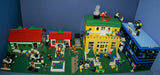HUGE CUSTOM LEGO SET 32" x 12" x 15": THE ULTIMATE YEAR ROUND CHRISTMAS VILLAGE (2136 PCS) WITH 81 MINIFIGURES & 4 BUILDINGS, POLICE STATION, INDOOR POOL, OFFICES, WAREHOUSE, APTS, CARS, MOTOCYCLES, GARDENS, SANTAS & ACCESSORIES (KIT 27)