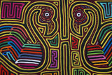 Kuna Indian Folk Art Mola blouse panel from San Blas Islands, Panama. Hand-stitched Applique: Mirror Image Swan Birds 19"x 14" (101A)