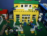 HUGE CUSTOM LEGO SET 32" x 12" x 15": THE ULTIMATE YEAR ROUND CHRISTMAS VILLAGE (2136 PCS) WITH 81 MINIFIGURES & 4 BUILDINGS, POLICE STATION, INDOOR POOL, OFFICES, WAREHOUSE, APTS, CARS, MOTOCYCLES, GARDENS, SANTAS & ACCESSORIES (KIT 27)