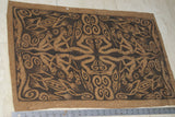 Rare Tapa Bark Cloth (Kapa in Hawaii), from Lake Sentani, Irian Jaya, Papua New Guinea. Hand painted by a Tribal Artist with natural pigments: Spiritual Stylized Warrior Weapons, Snakes, Crocodiles, Gecko Motifs & waves 28" x 18" (no 10)