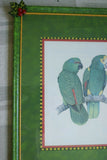 1978 AUSTRALIAN BIRD LITHOGRAPH FROM “PARROTS OF THE WORLD” BY BILL  COOPER PROFESSIONALLY X3 MATTED AND FRAMED IN UNIQUE SIGNED HAND PAINTED FRAME ADORNED WITH FRUIT & LEAVES: UNIQUE DESIGNER WALL ART DÉCOR ITEM DFPO75