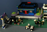 UNIQUE CUSTOM LEGO SET WITH 1905 PCS, 24 MINIFIGURES, 4 BUILDINGS: GRINGOTTS GOURMET CAFÉ WITH OUTDOOR TABLES & UMBRELLAS, CITY BANK, STORAGE BLD, PUBLIC BATHROOM, FIRE BRIGADE, TRUCKS, PLAYGROUND, GARDENS, MOTOCYCLES ETC (KIT 22)