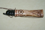 Collector Vintage Timor Ethnic Authentic Tribal Lime Container (used during Betel Habit), Unique Vintage Hand Carved Buffalo Bone receptacle with Scrimshaw motifs, Hand Carved Wood Lid Stopper of Tortoise or Turtle BN30