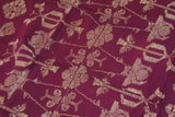 Old Superb Ceremonial Balinese hand woven textile Antique Burgundy Ceremonial Songket Brocade damask Embroidery with Sacred Lotus Motif with Metallic Gold Threads 65" x 42" (SG42) Collected in Klunkung Regency, Bali & belonging to Nobility royalty