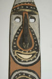 RARE MINDJA MINJA HAND CARVED YAM HARVEST UNIQUE CLAN SPIRIT MASK POLYCHROME  WITH NATURAL PIGMENTS PAPUA NEW GUINEA PRIMITIVE ART HIGHLY COLLECTIBLE DOUBLE FACE AND PHALLIC NOSE WASKUK 11A5: 31.5 X 5"X 2"