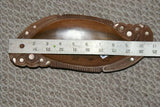 11”x 4.5”UNIQUE STUNNING HAND CARVED KWILA WOOD MUSEUM MASTERPIECE SAGO PLATTER DISH BOWL WITH MOTHER OF PEARL INSERTS & DELICATE INCISED BORDERS BY RENOWNED TRIBAL SCULPTOR FROM TROBRIAND ISLANDS MASSIM MELANESIA SOUTH PACIFIC COLLECTOR DESIGNER ART 2A49