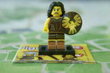 BRAND NEW, RARE RETIRED LEGO COLLECTIBLE MINIFIGURE 71001: WARRIOR WOMAN WITH SHIELD, LANCE & BLACK BASE  (Serie 10) 71001, RELEASED IN 2013. 7 PIECES