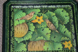 20”x 16” ORIGINAL DETAILED COLORFUL  BALINESE PAINTING ON CANVAS BY RENOWN UBUD ARTIST RAINFOREST PARADISE WITH FOLIAGE HIBISCUS FLOWERS FRUIT BIRDS FRAMED IN SIGNED CUSTOM FRAME HANDPAINTED TO MATCH ARTWORK DECORATOR DESIGNER ART COLLECTOR DFBB54