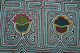 Kuna Indian Folk Art Mola Blouse Panel from  San Blas Islands, Panama. Hand-stitched Applique: Thistle Plant 17" x 12.5" (11B)