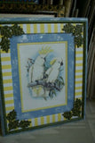 1978 AUSTRALIAN BIRD LITHOGRAPH FROM “PARROTS OF THE WORLD” BY BILL  COOPER PROFESSIONALLY X2 MATTED AND FRAMED IN UNIQUE SIGNED HAND PAINTED FRAME WITH LEAVES MOTIFS 23,5" X 19" BEAUTIFUL WHIMSICAL DESIGNER WALL ART DÉCOR DFPO75 COCKATOOS