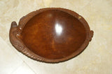 STUNNING ROSEWOOD WOOD MUSEUM MASTERPIECE SAGO PLATTER DISH BOWL DELICATELY CARVED INTO A LARGE FISH BY RENOWNED TRIBAL SCULPTOR FROM  REMOTE TROBRIAND ISLANDS MELANESIA SOUTH PACIFIC COLLECTOR DESIGNER 2A40 11"X7.5"x2.5”