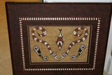 DOUBLE CUSTOM FRAMED Rare Tapa Kapa Bark Cloth (Called Kapa in Hawaii), from Lake Sentani, Irian Jaya, Papua New Guinea. Hand painted by a Tribal Artist with natural pigments: Abstract Stylized Motifs of Eels and Fish 32.25" x 28.5" (DFBA8)