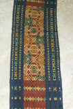 Hand woven Sumba Songket Hinggi Ikat Runner (57" x 12") with Geometric Designs Made from Hand spun Cotton Dyed with Natural Pigments (SR63)  beautiful earthtone geometrics with fringes wall Décor designer textile collector unique