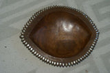 STUNNING ONE OF A KIND HAND CARVED KWILA WOOD MUSEUM MASTERPIECE SERVING PLATTER DISH BOWL WITH MOTHER OF PEARL INSERTS & DELICATE LACY BORDER RENOWNED TRIBAL SCULPTOR TROBRIAND ISLANDS MELANESIA SOUTH PACIFIC COLLECTOR DESIGNER 2A26 10" X 8" X 1 1/2"