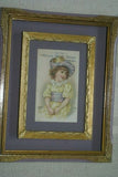 EPHEMERA AMERICANA WHIMSICAL ART: 1800's ANTIQUE VICTORIAN ADVERTISING TRADE CARD, FRAMED WITH STAND: PEARLINE SOAP, "A WIFE'S VICTORY" (DFPO1M) VINTAGE HAND PAINTED FRAME DESIGNER COLLECTOR COLLECTIBLE WALL DÉCOR UNIQUE