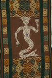 Hand woven Sumba Hinggi Songket Ikat Textile Runner (49" x 13.25") Made with Handspun Cotton Dyed with Natural Pigments Adorned with Mermaid Motif Created with tiny Nassa Shells (SR40) with fringes wall Décor designer textile collector earthtones