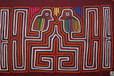 Kuna Indian Abstract Traditional Mola blouse panel from San Blas Islands, Panama. Minutely Hand Stitched Detailed Applique Panel: Bird with Maze Background  18" x 11.75" (76B)