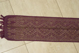 Old Ceremonial Balinese Textile Hand woven Burgundy Brocade Damask Songket Setagen Sabuk Dowry Belt with Metallic Gold Threads 58" x 6.5" (SG52) Collected in Klunkung Regency, Bali & belonging to Nobility royalty