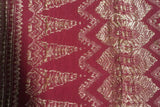 Old Superb Ceremonial Balinese hand woven textile Antique Burgundy Red Embroidery Brocade damask Wedding Songket with Metallic Gold Threads 38" x 17" (SG29) Collected in Klunkung Regency, Bali & belonging to Nobility royalty