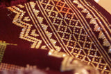 Old Handwoven Brocade Damask  Female Sari Wedding Songket Sarong Hand Embroidered Cloth Textile Art, Multi-colored with Metallic Gold Threads  48" x 20" (SG9) COLLECTED IN NEGARA, INDONESIA & belonging to Nobility royalty