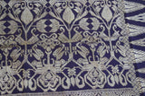 Old Superb Ceremonial Balinese hand woven textile Antique Brocade damask Wedding Songket. Deep Purple Embroidery with Metallic Gold Threads 47" x 22" (SG36) Collected in Klunkung Regency, Bali & belonging to Nobility royalty