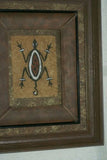 DOUBLE CUSTOM FRAMED Rare Tapa Kapa Bark Cloth (Kapa in Hawaii), from Lake Sentani, Irian Jaya, Papua New Guinea. Hand painted with natural pigments by a Tribal Artist: Abstract Geometric Stylized Turtle Motifs 13.75" x 11.75", ITEM: DFBA11