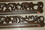 UNIQUE INTRICATELY HAND CARVED ORNATE WOOD HANGER 30” LONG (ROD, RACK) USED TO DISPLAY RARE OR PRECIOUS TEXTILES ON THE WALL, SUPERB BAS RELIEF CHOICE BETWEEN 2 LACY FOLIAGE VINES & FLOWER MOTIF ITEM 394 OR 396 COLLECTOR DECORATOR DESIGNER WALL ART