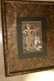 TRADITIONAL BALINESE MINIATURE INK PAINTING BY KNOWN PENGOSEKAN ARTIST TOPENG MASK MONKEY DANCE UBUD ART WITH MINUTE INTENSE DETAIL PROFESSIONALLY FRAMED IN HAND PAINTED FRAME WITH 3 MATS, DFBT17 BALI ART DESIGNER DECORATOR COLLECTOR WALL DECOR