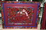 Kuna Indian Abstract Traditional Mola blouse panel from San Blas Islands, Panama. Minutely Hand Stitched Detailed Applique Panel: Bird with Maze Background  18" x 11.75" (76B)
