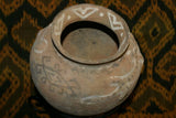 Rare 1980's Vintage Collectible Primitive Hand Crafted Vermasse Terracotta Pottery, Vessel from East Timor Island, Indonesia: 3D Raised Relief Gecko Motifs  & Decorative Geometrics colored with natural earthtone pigments 8.5" x 7" (24" Diameter) P24