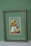 EPHEMERA AMERICANA WHIMSICAL ART: 1887 MATTED & FRAMED, ANTIQUE VICTORIAN ADVERTISING TRADE CARD: J.& P. Coats, WOMEN GOSSIP (DFPO2M). THE FRAME IS HAND PAINTED & VINTAGE DESIGNER COLLECTOR COLLECTIBLE WALL DÉCOR UNIQUE