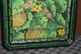 20”x 16” ORIGINAL DETAILED COLORFUL  BALINESE PAINTING ON CANVAS BY RENOWN UBUD ARTIST RAINFOREST PARADISE WITH FOLIAGE HIBISCUS FLOWERS FRUIT BIRDS FRAMED IN SIGNED CUSTOM FRAME HANDPAINTED TO MATCH ARTWORK DECORATOR DESIGNER ART COLLECTOR DFBB54