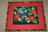 Kuna Indian Abstract Mola blouse panel Art, Hand stitched Fabric Panel Applique from San Blas Island Panama: Colorful Bottle Jug 17" x 13" (66A)
