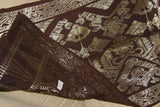 Old Ceremonial Balinese textile Hand woven Purple Burgundy Brocade Damask Songket Embroidery with Metallic Gold Threads 43" x 22.5"  (SG61) ) Collected in Klunkung Regency, Bali & belonging to Nobility royalty
