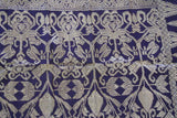 Old Superb Ceremonial Balinese hand woven textile Antique Brocade damask Wedding Songket. Deep Purple Embroidery with Metallic Gold Threads 47" x 22" (SG36) Collected in Klunkung Regency, Bali & belonging to Nobility royalty