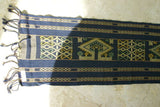Hand woven Sumba Songket Hinggi Ikat (53" x 13") with Geometric Designs. Made from Handspun Cotton, Dyed with Natural Pigments (SR61) earthtones wall décor blues golds designer textile collector