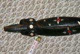 Rare Melanesian Art Ebony Mother of Pearl Crocodile Alligator Hand Carving 1A48