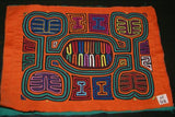 Kuna Indian Folk Art Mola Blouse Panel from San Blas Islands, Panama: Hand Stitched Geometric Abstract Applique: Maracas, Rattle Musical Motif  17.5" x 12.75" (16B)