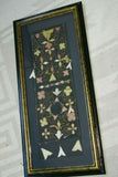 VERY RARE EARLY 1900’S ANTIQUE TEXTILE COLLECTIBLE: OLD  BALINESE HAND WOVEN HAND EMBROIDERED LAMAK USED TO DRESS TEMPLE STATUES CANOPY OR EAVE DURING RITUAL RELIGIOUS CEREMONIES GOLD THREADS FRAMED  IN UNIQUE HAND PAINTED FRAME  27x 12 ½”  DFBE2