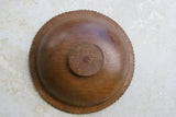 STUNNING 1 OF A KIND UNIQUE KWILA WOOD BOWL MUSEUM MASTERPIECE WITH MOTHER OF PEARL TEAR DROP INSERTS & DELICATE LACY INCISED BORDER BY RENOWNED TRIBAL SCULPTOR 12”X 12”X 3.5 TROBRIAND ISLANDS MELANESIA SOUTH PACIFIC DESIGNER COLLECTOR 2A178