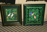 17.5 x 14.5”ORIGINAL DETAILED COLORFUL BALINESE PAINTING ON CANVAS RENOWN UBUD ARTIST RAINFOREST PARADISE WITH FOLIAGE BIRD OF PARADISE FLOWERS STARLING BIRDS FRAMED IN SIGNED CUSTOM FRAME HANDPAINTED TO MATCH ARTWORK DECORATOR DESIGNER ART DFBB55