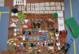 UNIQUE CUSTOM LEGO SET, POOL PARTY AT THE BERMUDA RANCH: 1101 PCS: 27, NOW RARE, RETIRED "TOWN" MINIFIGURES (1978-2010). HORSES, COLT, DOG, OWL, HOUSE, STABLES, GARDENS, FOUNTAIN, VEHICLES, BUGGIES, HARBOUR, MULTIPLE ACCESSORIES ETC (KIT 19)
