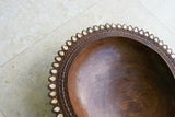 STUNNING 1 OF A KIND HAND CARVED KWILA WOOD MUSEUM MASTERPIECE SAGO PLATTER DISH BOWL WITH MOTHER OF PEARL INSERTS & DELICATE LACY INCISED BORDER BY RENOWNED TRIBAL SCULPTOR 11X11X3.5 TROBRIAND ISLANDS MELANESIA SOUTH PACIFIC DESIGNER COLLECTOR 2A31