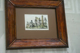 RARE & AUTHENTIC  19C FRAMED ITALIAN ANTIQUE H.C HAND COLORED HISTORICAL  ENGRAVING OF AUSTRALIA ABORIGINES FROM BERNIERI ANTIQUE TRAVEL BOOK MATTED AND CUSTOM FRAMED IN BAMBOO FRAME