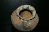 Rare 1980's Vintage Collectible Primitive Hand Crafted Vermasse Terracotta Pottery, Vessel from East Timor Island, Indonesia: 3D Raised Relief Gecko Motifs  & Decorative Geometrics colored with natural earthtone pigments 8.5" x 6.5" (23" Diameter) P33
