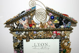 HAND CRAFTED UNIQUE ECLECTIC ART PICTURE FRAME FOR PHOTOS LOTS OF ACCENT TRINKETS JEWELS COINS SIGNED BY ARTIST ONLY 1 MADE DESIGNER COLLECTIBLE